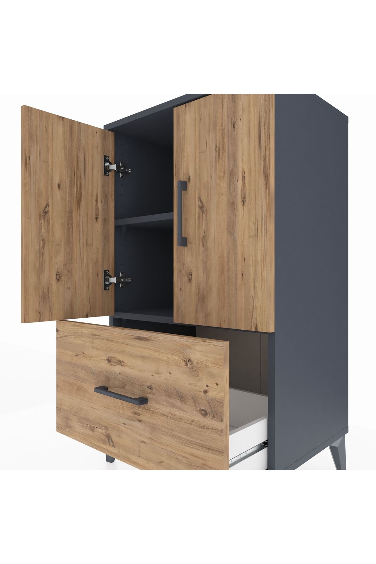 Hyperion Komodin 2 Raflı Tek Çekmeceli 2 Kapaklı 60x44x106 - S48M011V6B
