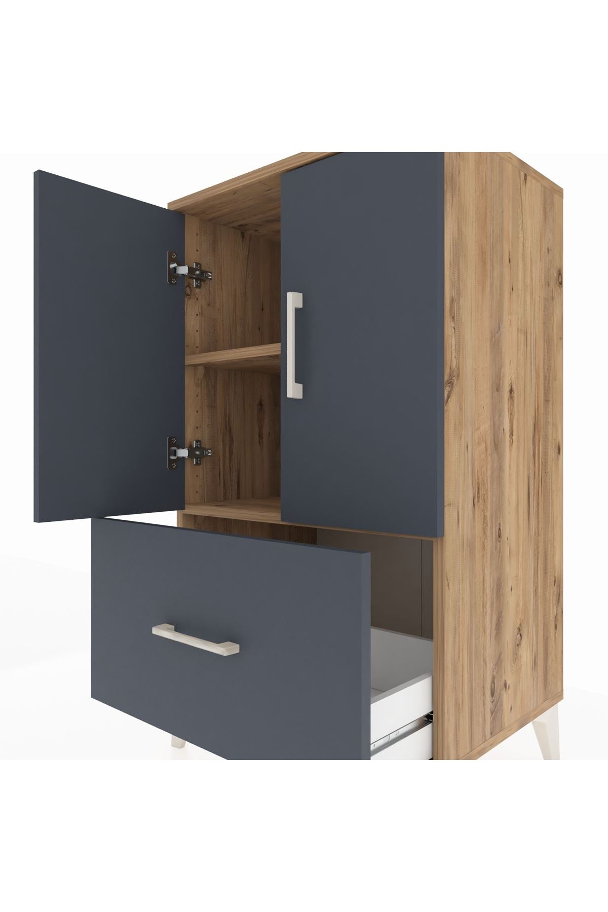 Hyperion Komodin 2 Raflı Tek Çekmeceli 2 Kapaklı 60x44x106 - S48M011V8B