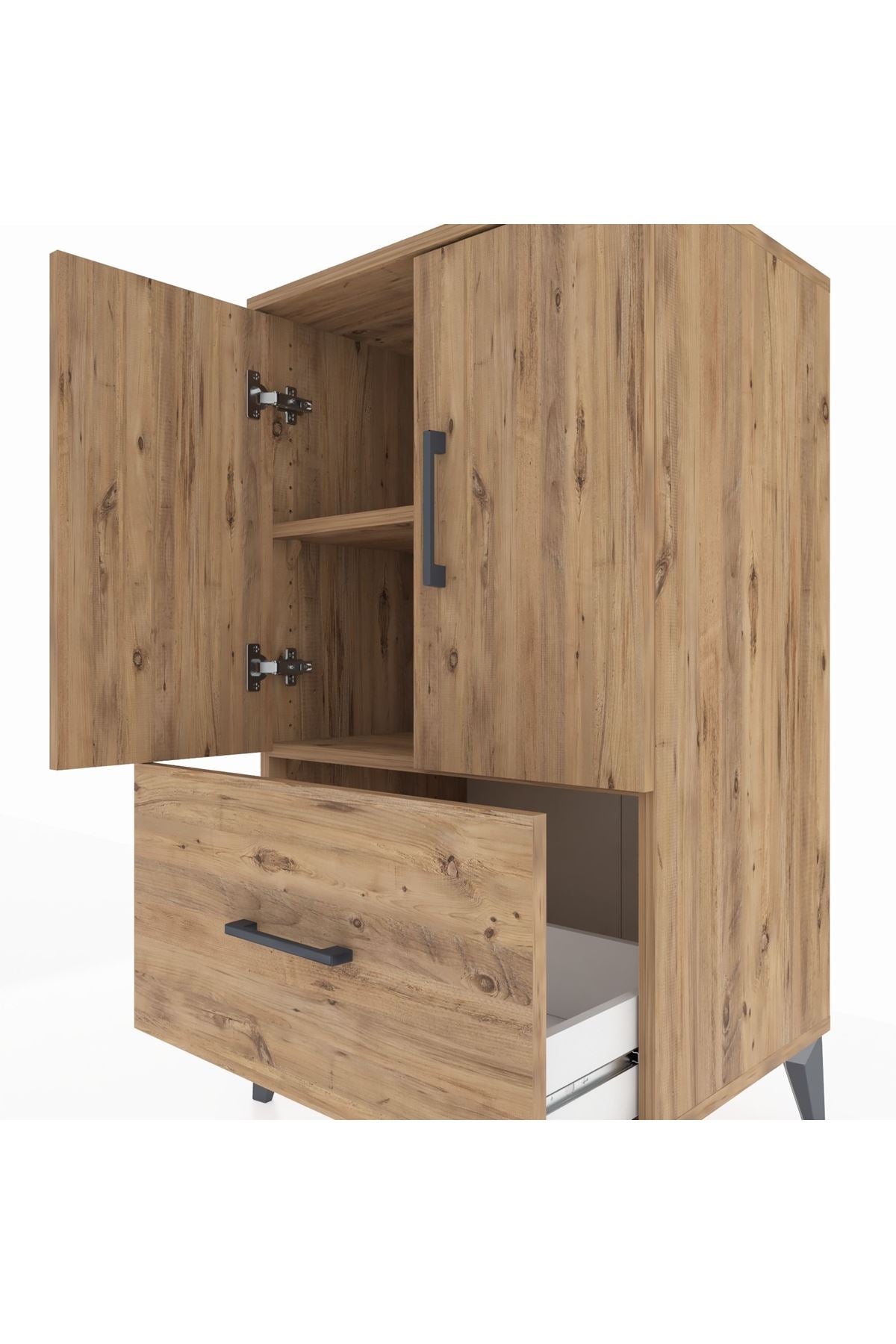 Hyperion Komodin 2 Raflı Tek Çekmeceli 2 Kapaklı 60x44x106 - S48M011V9B