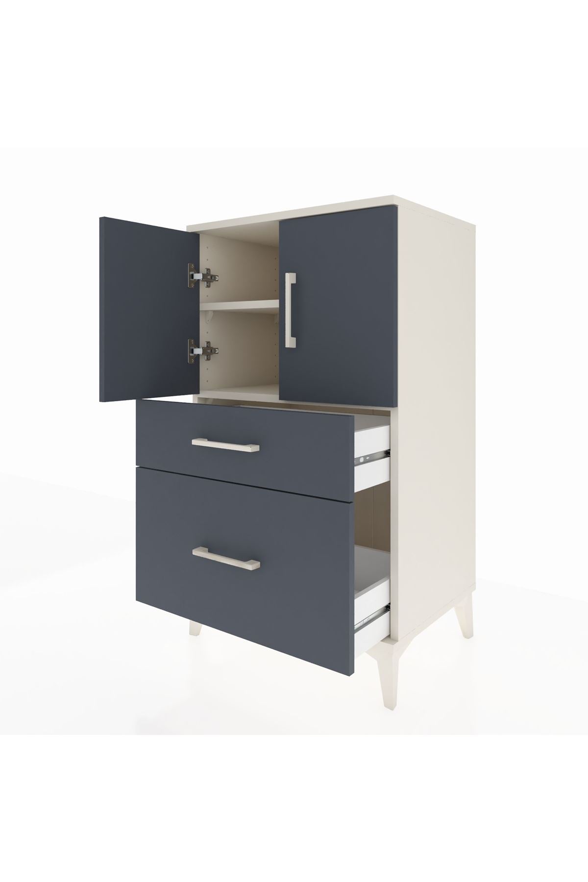 Hyperion Komodin 2 Raflı 2 Çekmeceli 2 Kapaklı 60x44x106 - S48M012V2B