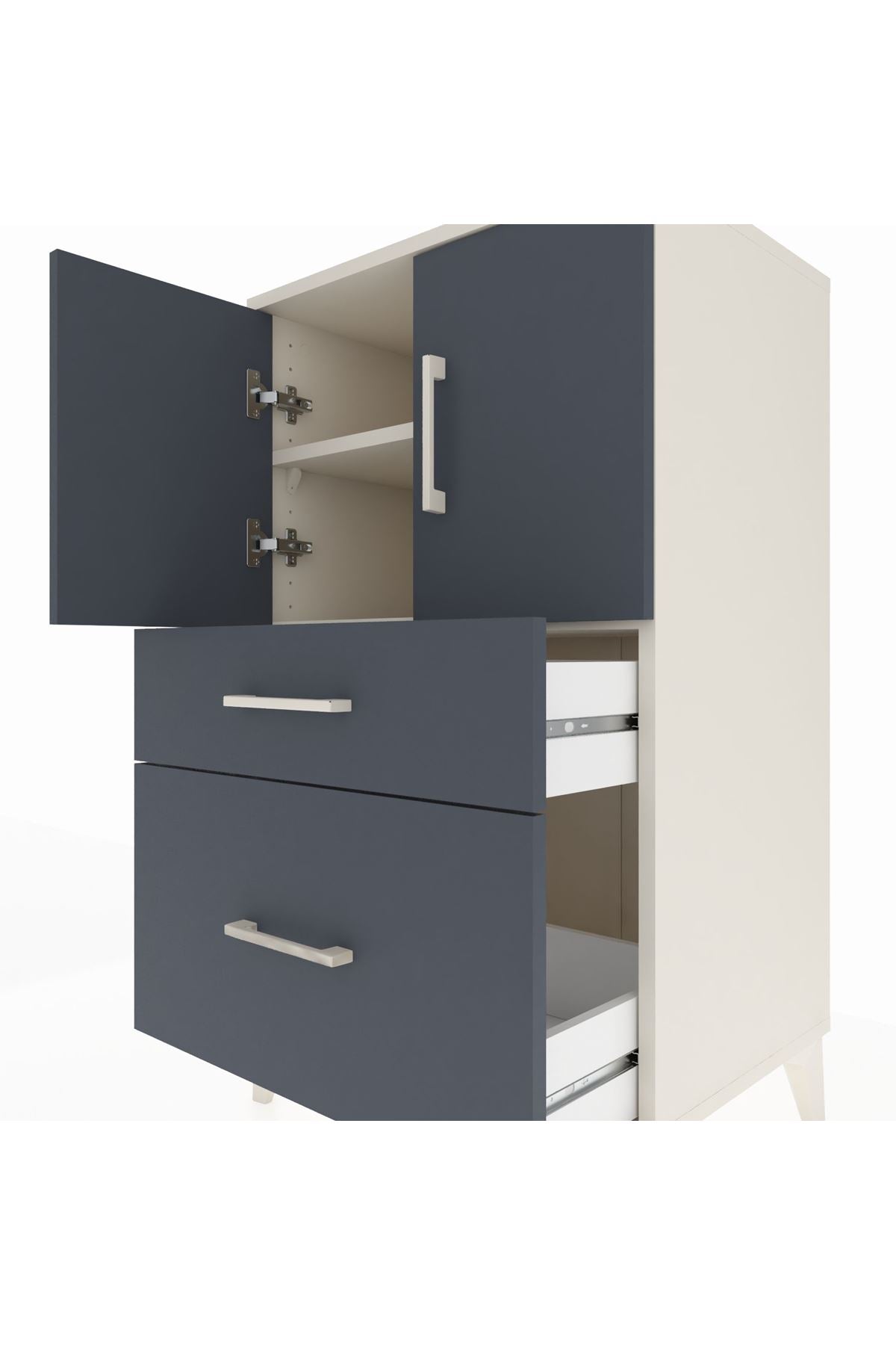 Hyperion Komodin 2 Raflı 2 Çekmeceli 2 Kapaklı 60x44x106 - S48M012V2B