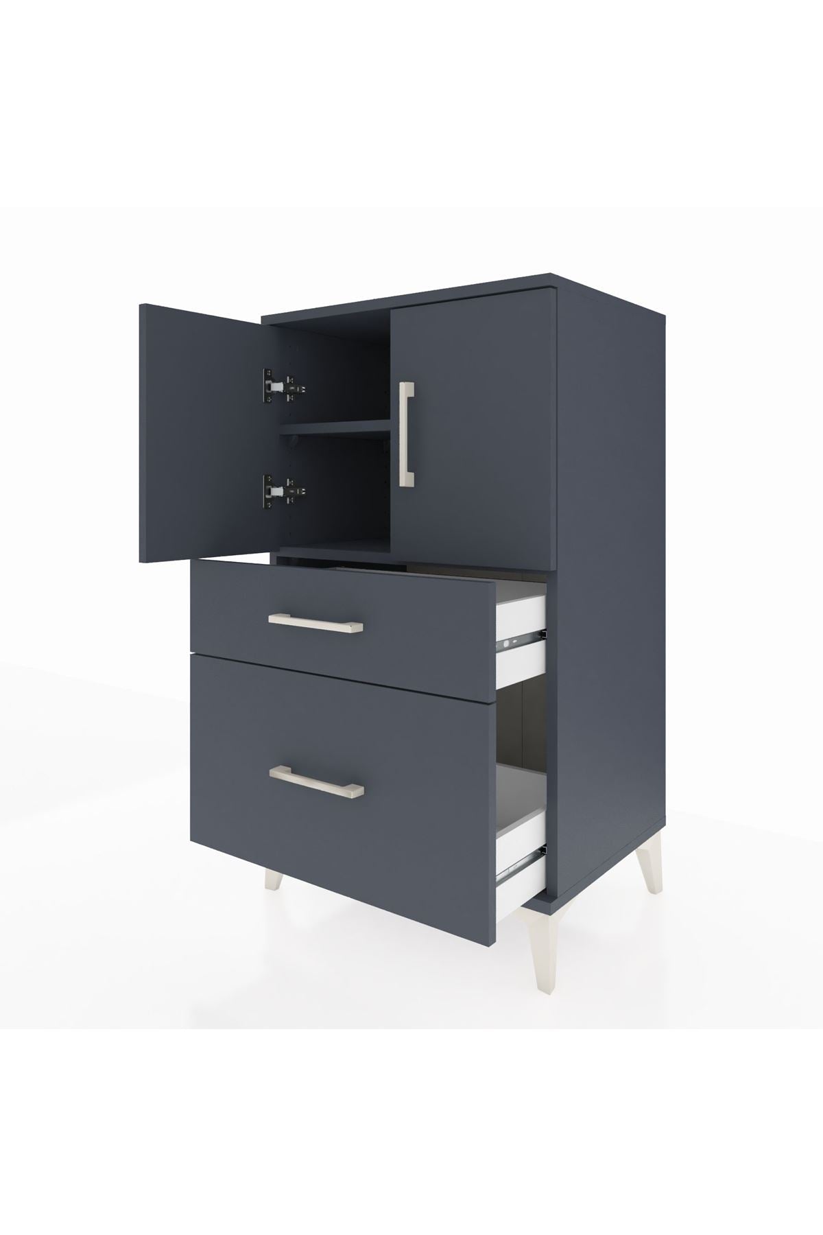 Hyperion Komodin 2 Raflı 2 Çekmeceli 2 Kapaklı 60x44x106 - S48M012V5B