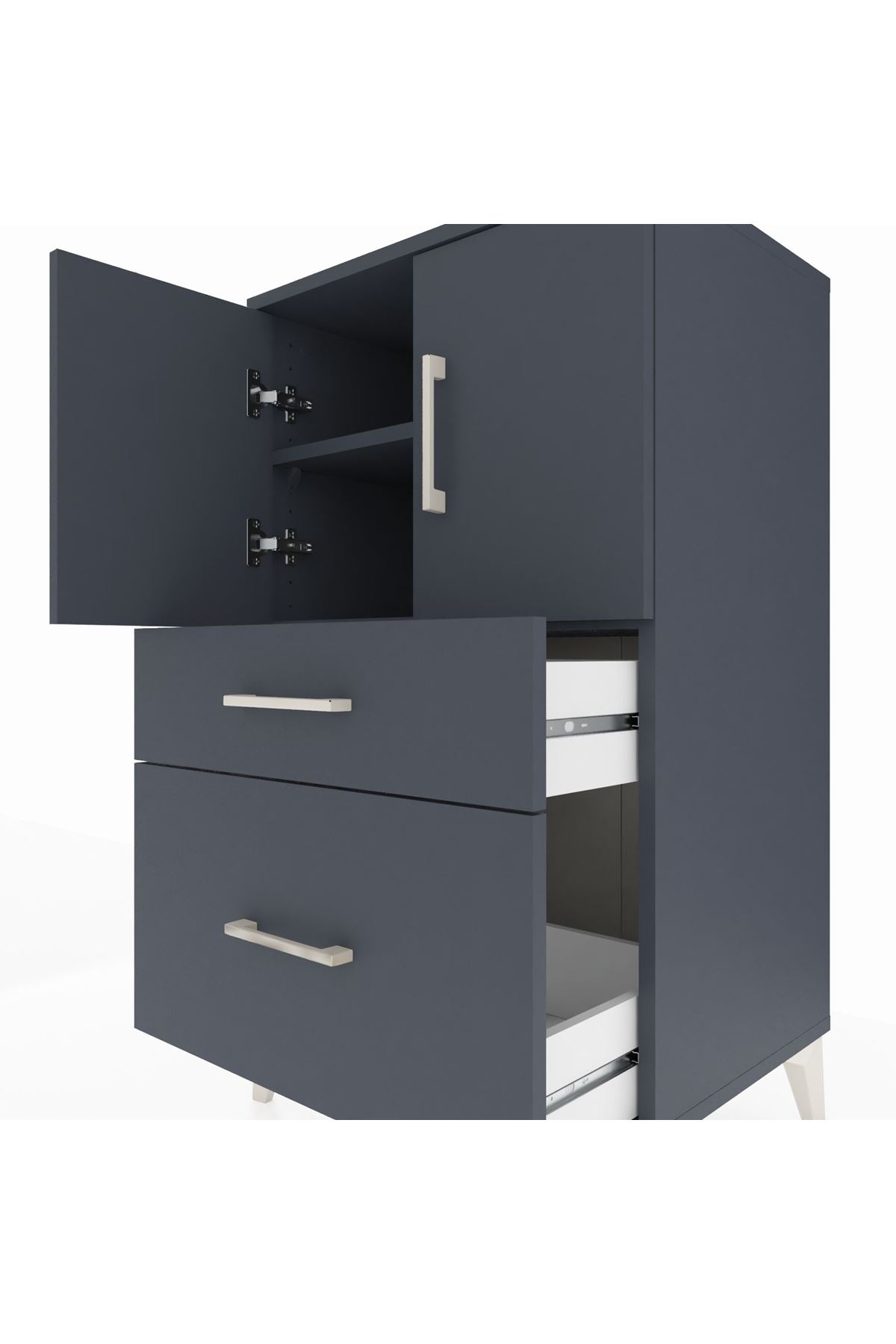 Hyperion Komodin 2 Raflı 2 Çekmeceli 2 Kapaklı 60x44x106 - S48M012V5B