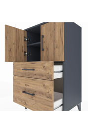Hyperion Komodin 2 Raflı 2 Çekmeceli 2 Kapaklı 60x44x106 - S48M012V6B