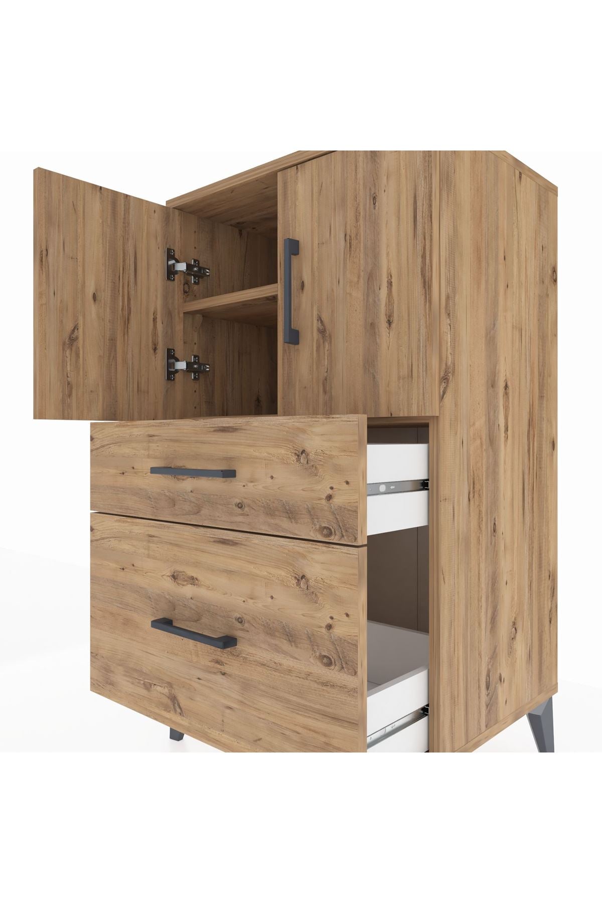 Hyperion Komodin 2 Raflı 2 Çekmeceli 2 Kapaklı 60x44x106 - S48M012V9B