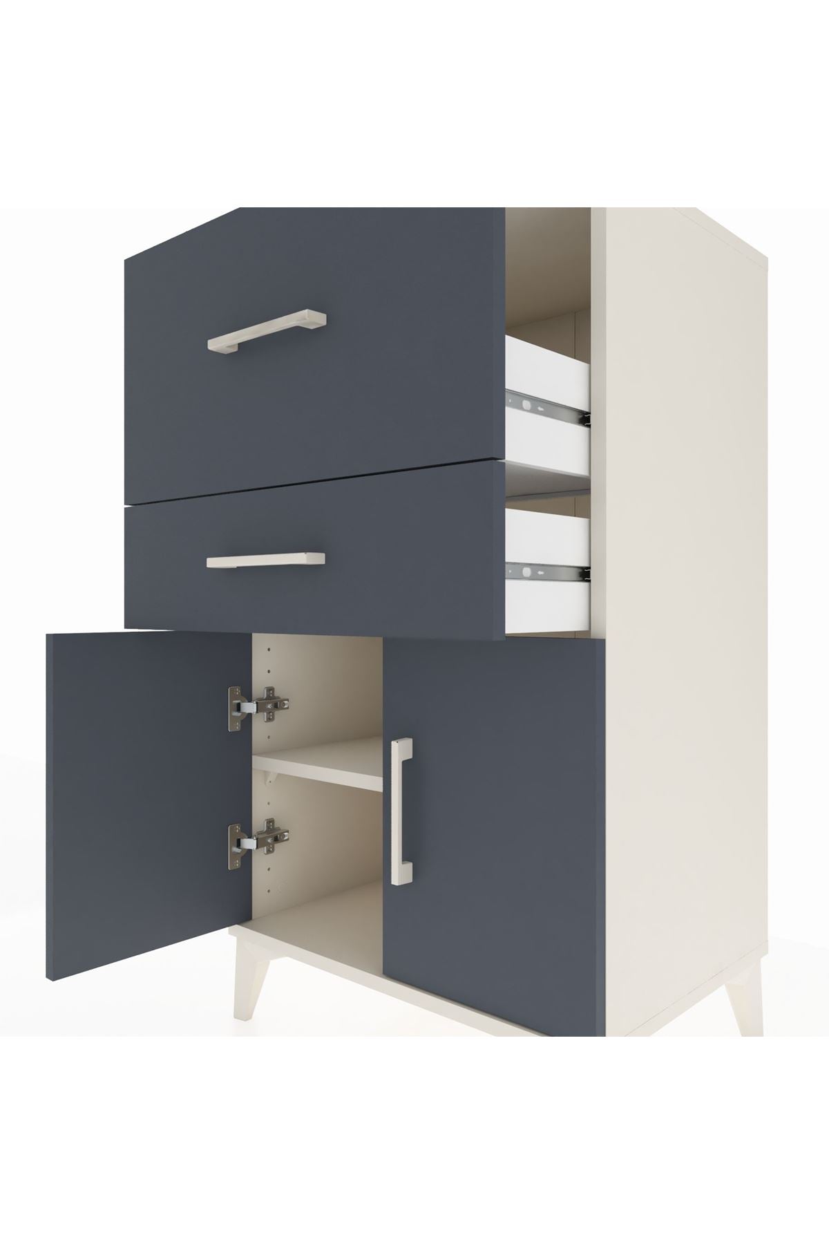 Hyperion Komodin Tek Raflı 2 Çekmeceli 2 Kapaklı 60x44x106 - S48M013V2B