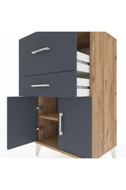 Hyperion Komodin Tek Raflı 2 Çekmeceli 2 Kapaklı 60x44x106 - S48M013V8B