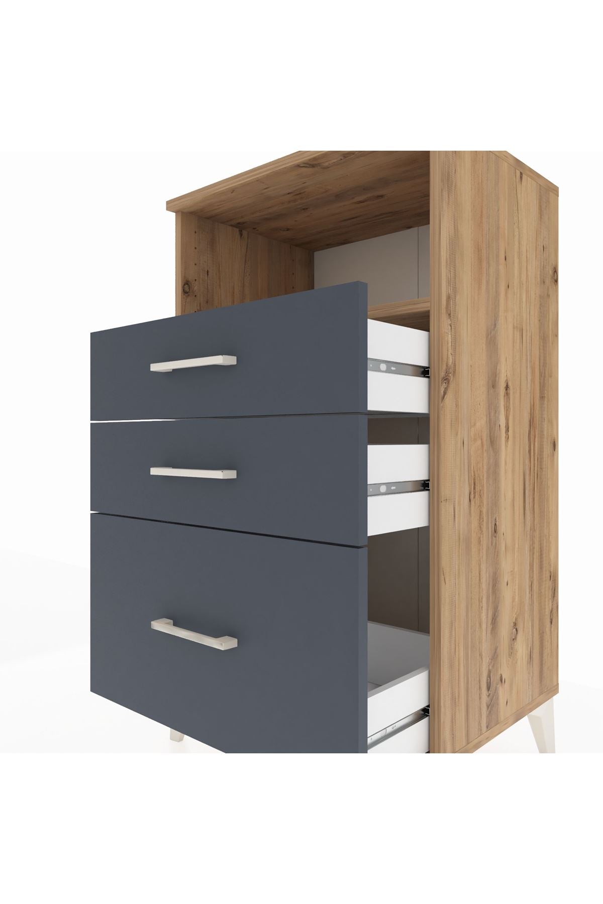 Hyperion Komodin Tek Raflı 3 Çekmeceli 60x44x106 - S48M014V8B