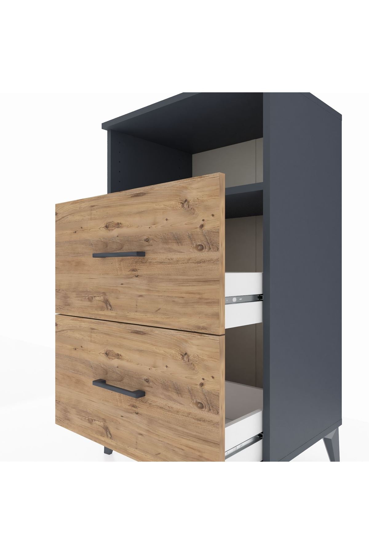 Hyperion Komodin Tek Raflı 2 Çekmeceli 60x44x106 - S48M015V6B