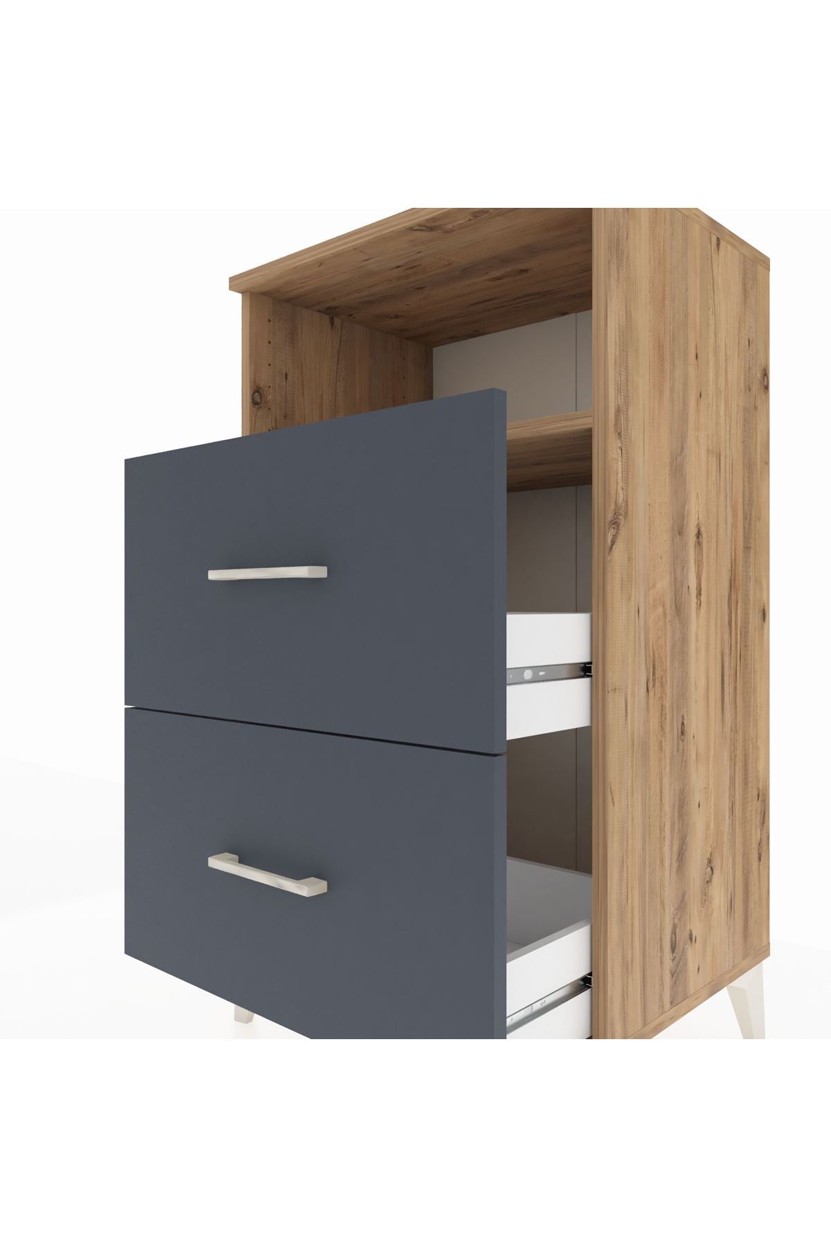 Hyperion Komodin Tek Raflı 2 Çekmeceli 60x44x106 - S48M015V8B