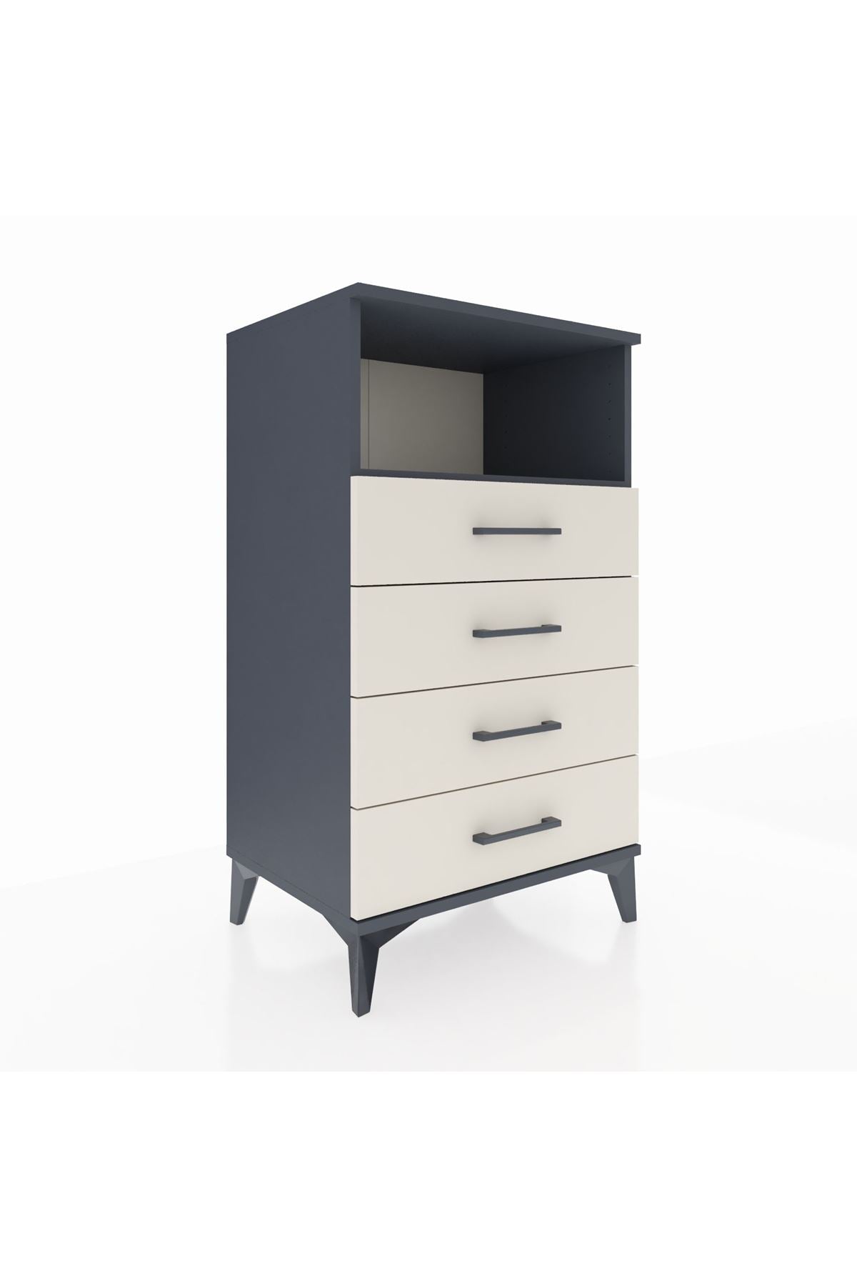 Hyperion Komodin Tek Raflı 4 Çekmeceli 60x44x106 - S48M018V4B