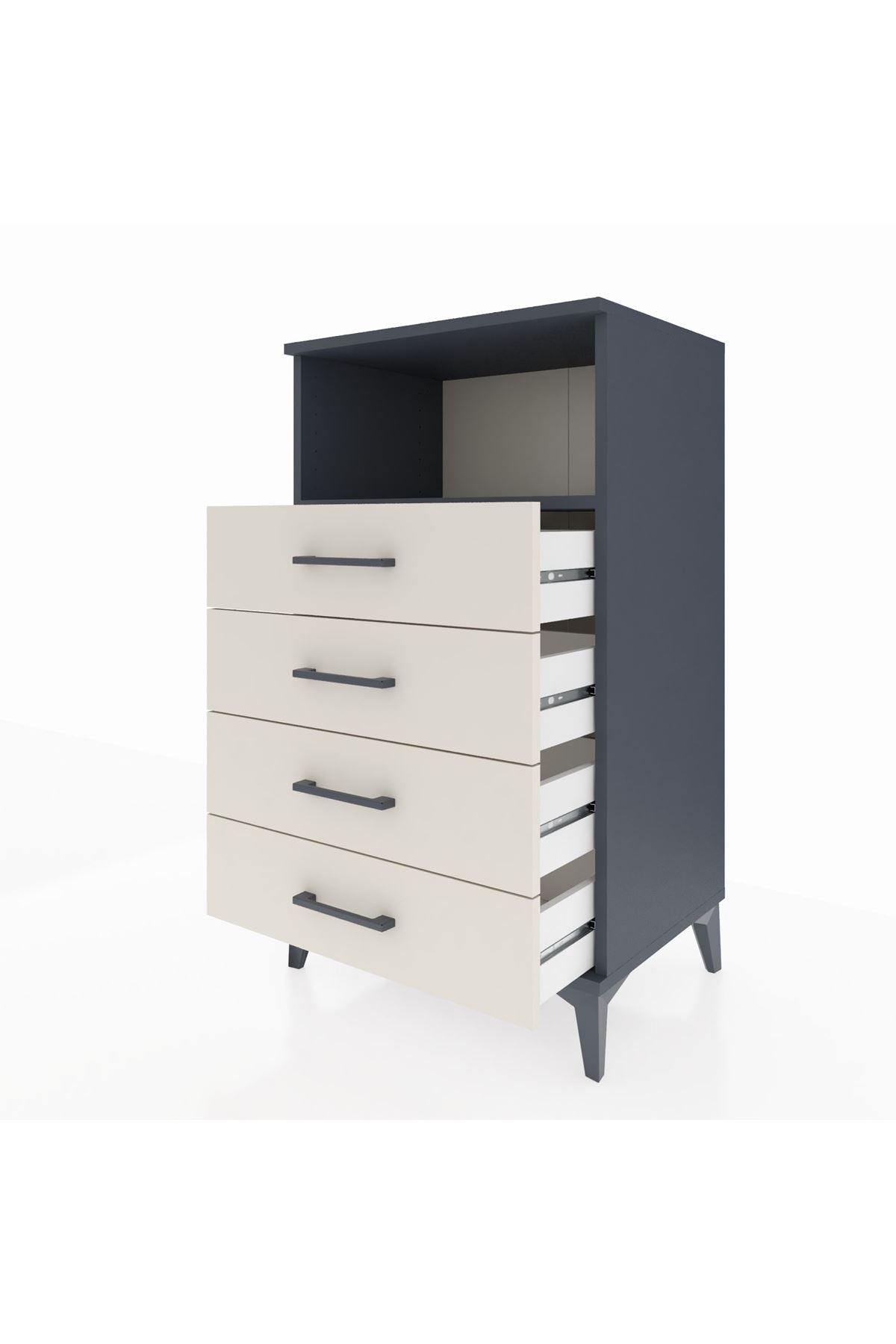 Hyperion Komodin Tek Raflı 4 Çekmeceli 60x44x106 - S48M018V4B
