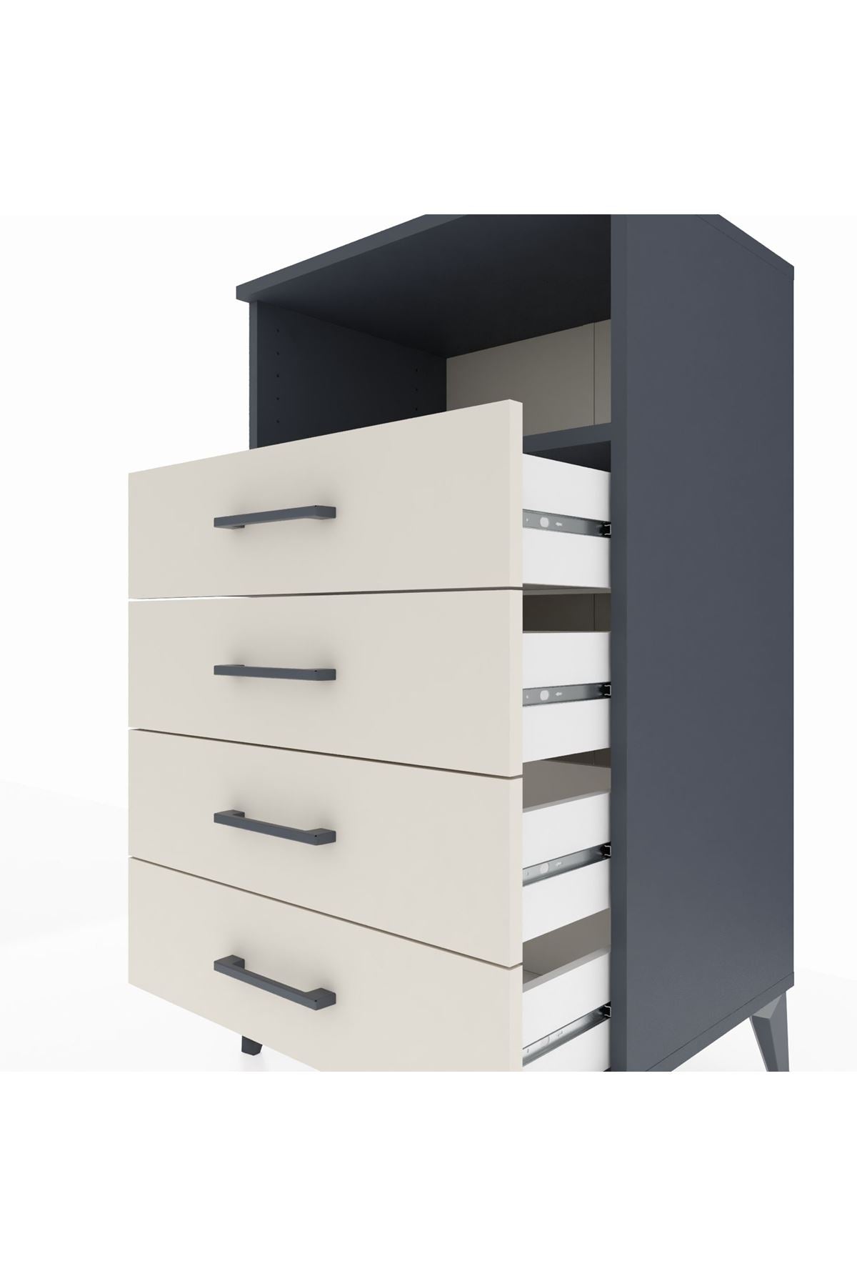 Hyperion Komodin Tek Raflı 4 Çekmeceli 60x44x106 - S48M018V4B