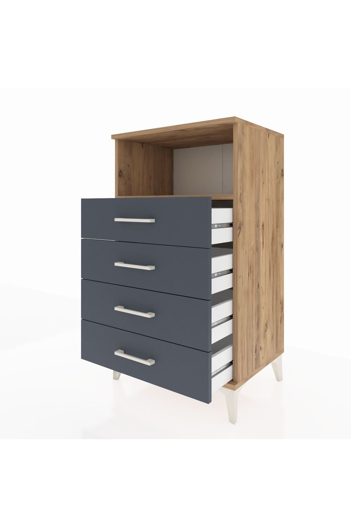 Hyperion Komodin Tek Raflı 4 Çekmeceli 60x44x106 - S48M018V8B