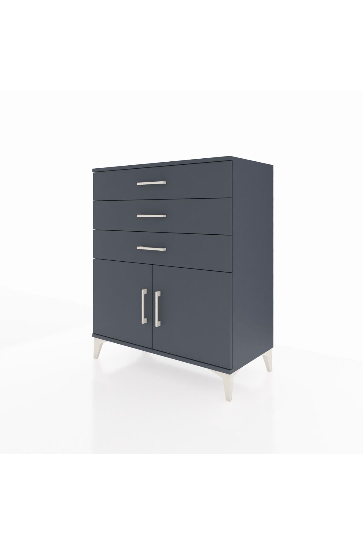Hyperion Şifonyer Tek Raflı 3 Çekmeceli 2 Kapaklı 88x44x106 - S38M009V5B
