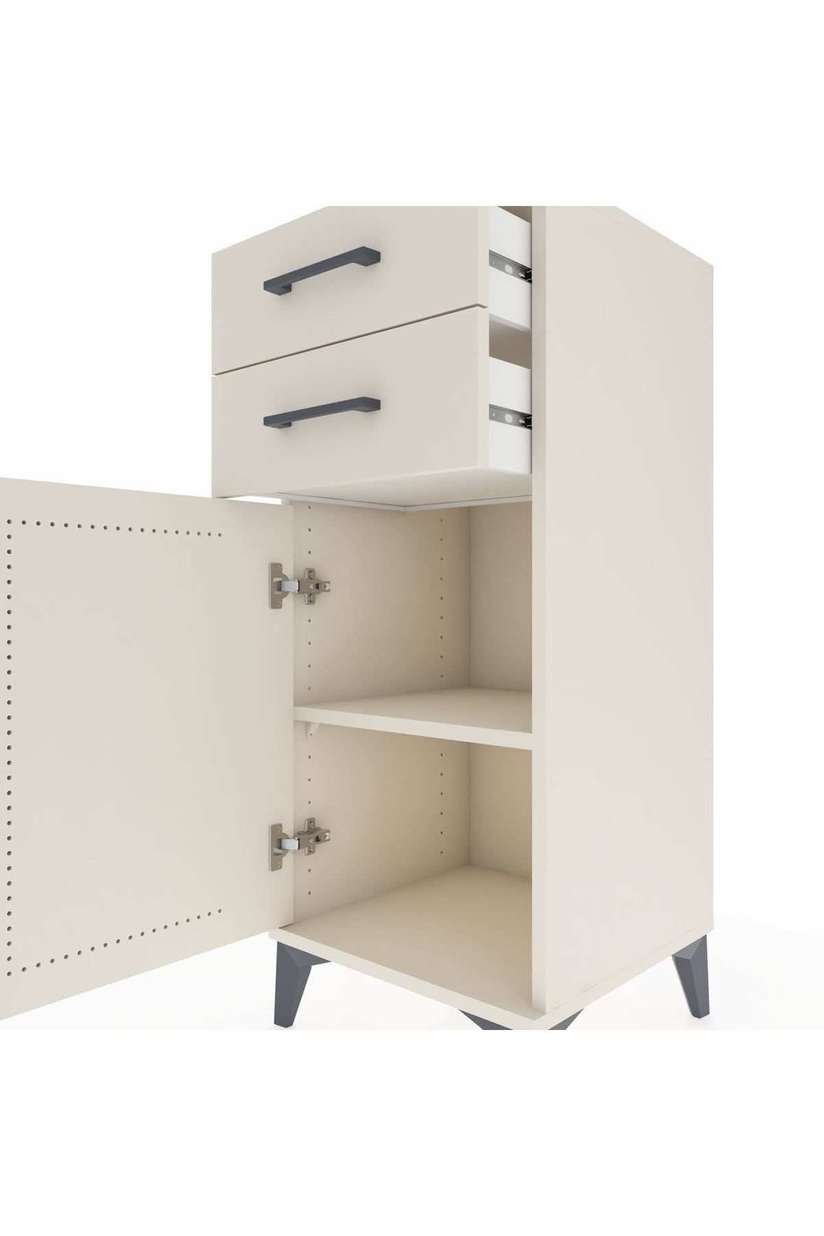 Hyperion Komodin Tek Raflı 2 Çekmeceli Tek Kapaklı 44x44x106 - S43M006V1B