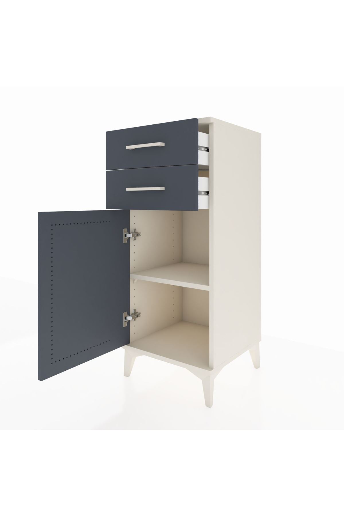 Hyperion Komodin Tek Raflı 2 Çekmeceli Tek Kapaklı 44x44x106 - S43M006V2B