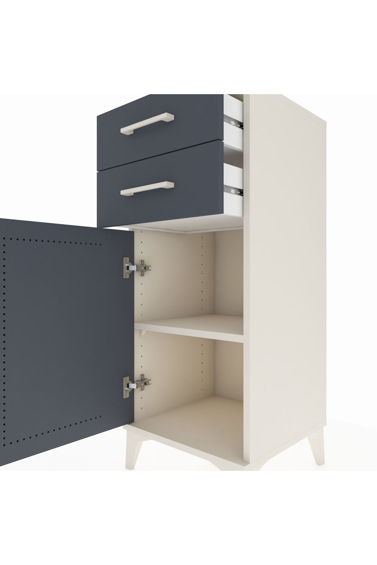 Hyperion Komodin Tek Raflı 2 Çekmeceli Tek Kapaklı 44x44x106 - S43M006V2B