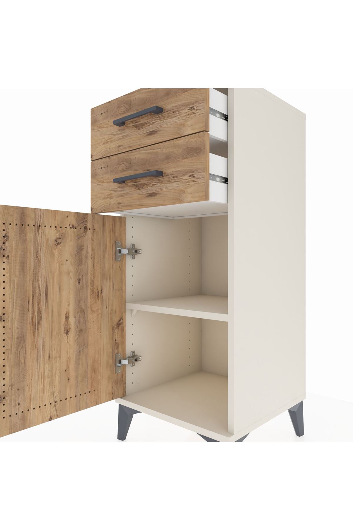 Hyperion Komodin Tek Raflı 2 Çekmeceli Tek Kapaklı 44x44x106 - S43M006V3B
