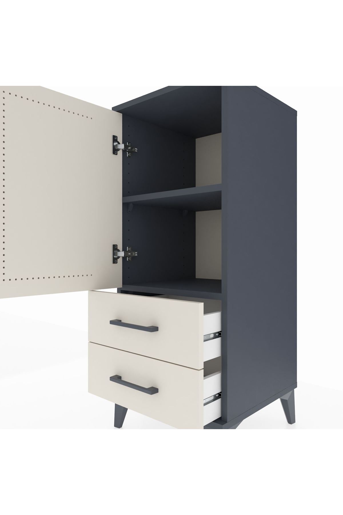 Hyperion Komodin 2 Raflı 2 Çekmeceli Tek Kapaklı 44x44x106 - S43M007V4B