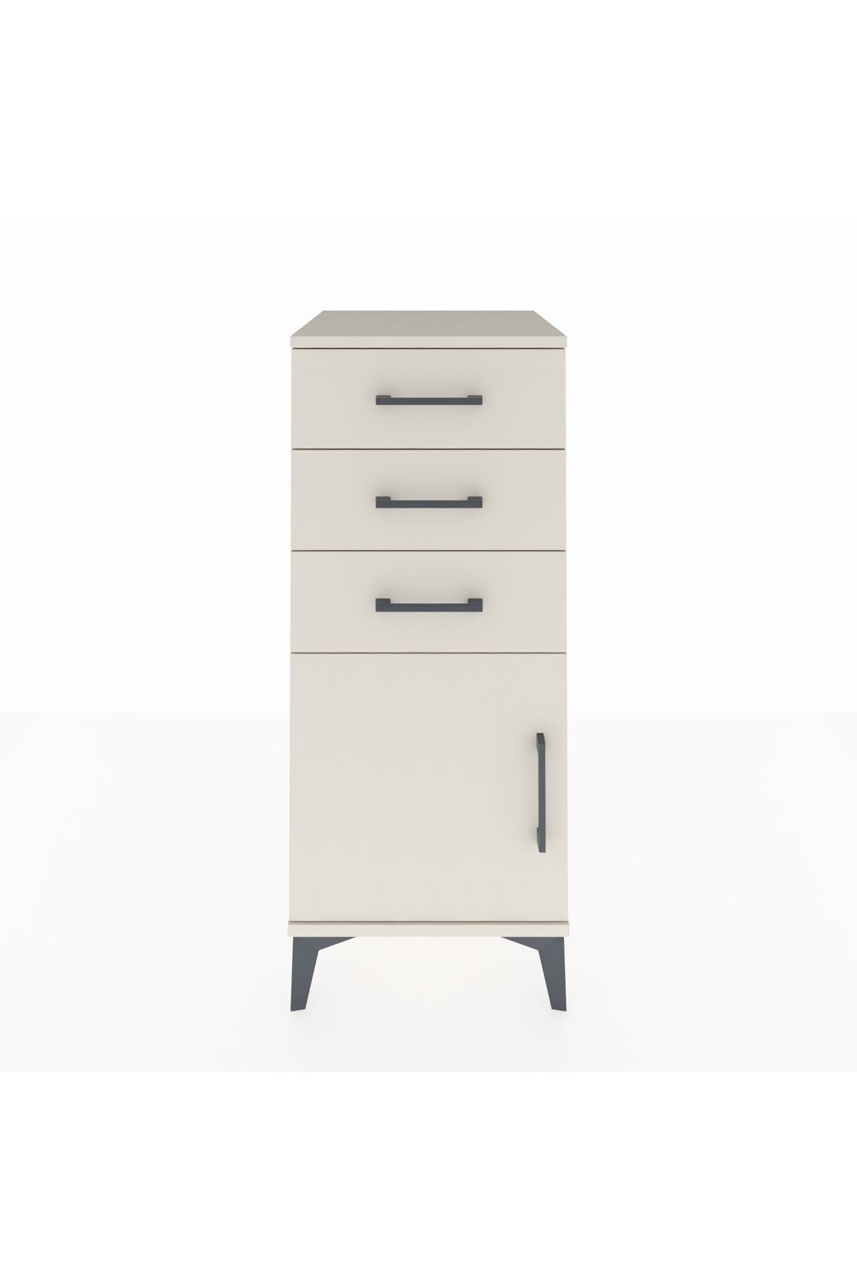 Hyperion Komodin Tek Raflı 3 Çekmeceli Tek Kapaklı 44x44x106 - S43M009V1B