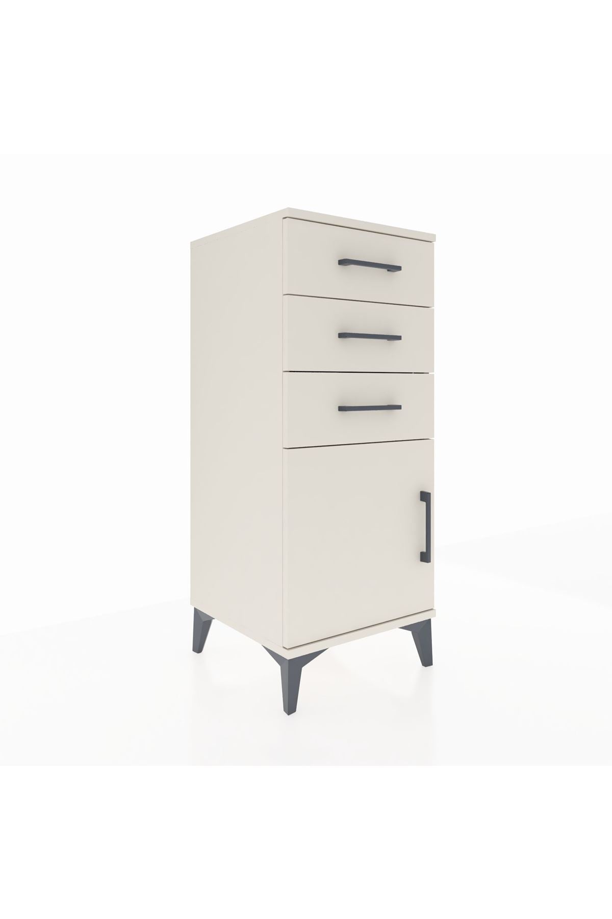 Hyperion Komodin Tek Raflı 3 Çekmeceli Tek Kapaklı 44x44x106 - S43M009V1B