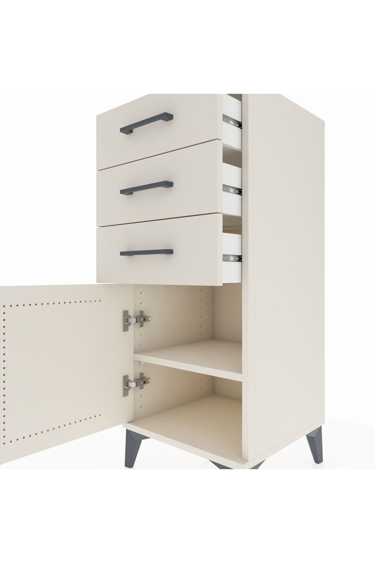 Hyperion Komodin Tek Raflı 3 Çekmeceli Tek Kapaklı 44x44x106 - S43M009V1B