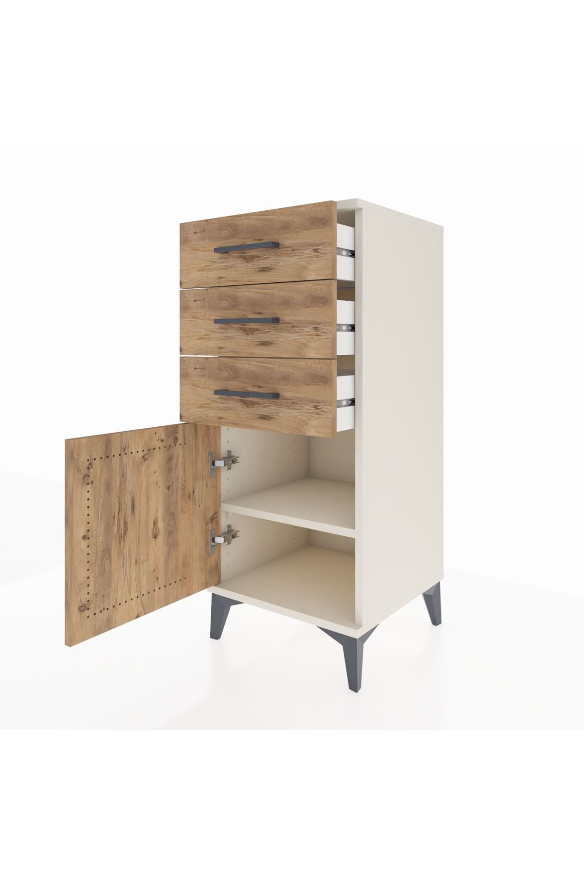 Hyperion Komodin Tek Raflı 3 Çekmeceli Tek Kapaklı 44x44x106 - S43M009V3B