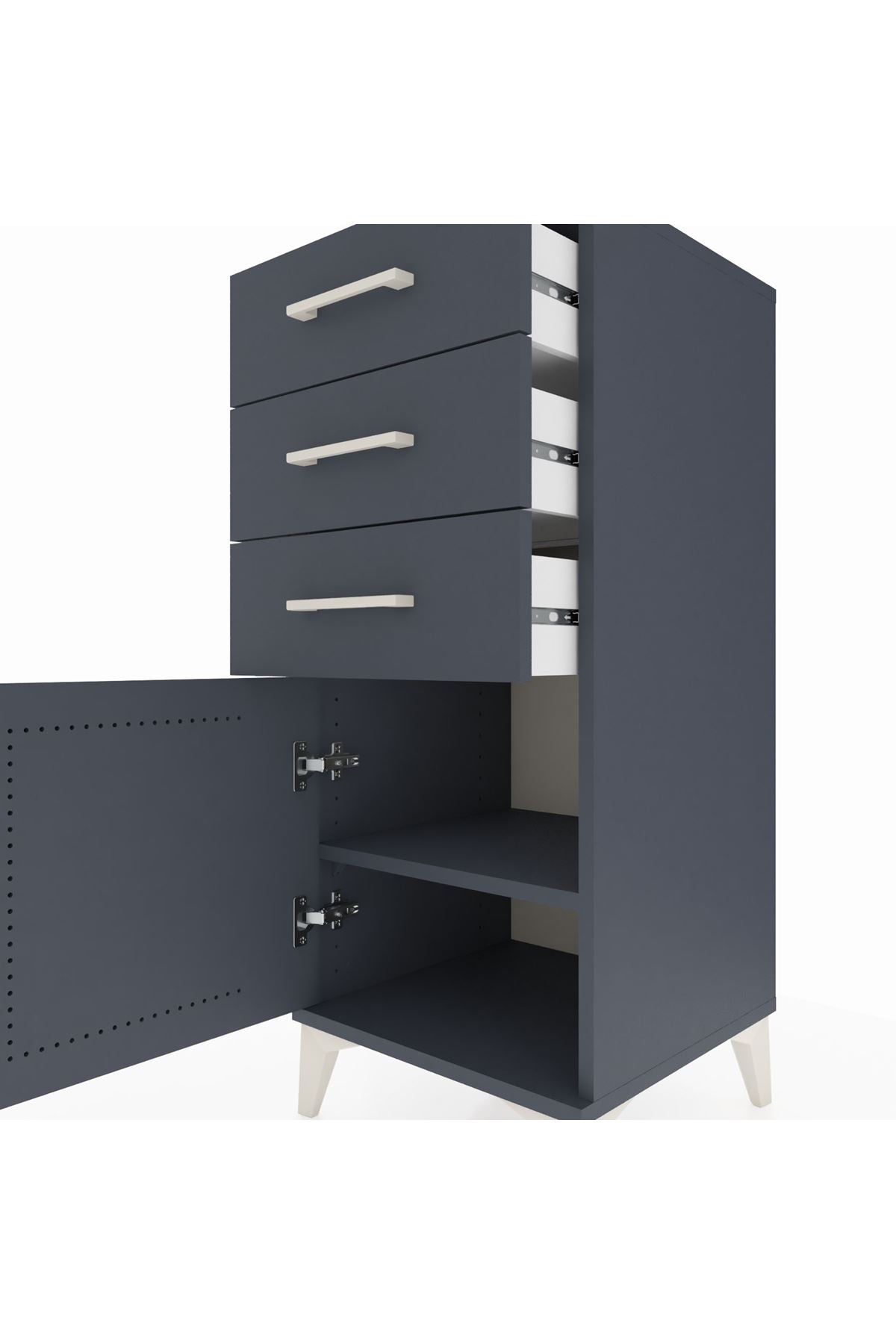 Hyperion Komodin Tek Raflı 3 Çekmeceli Tek Kapaklı 44x44x106 - S43M009V5B