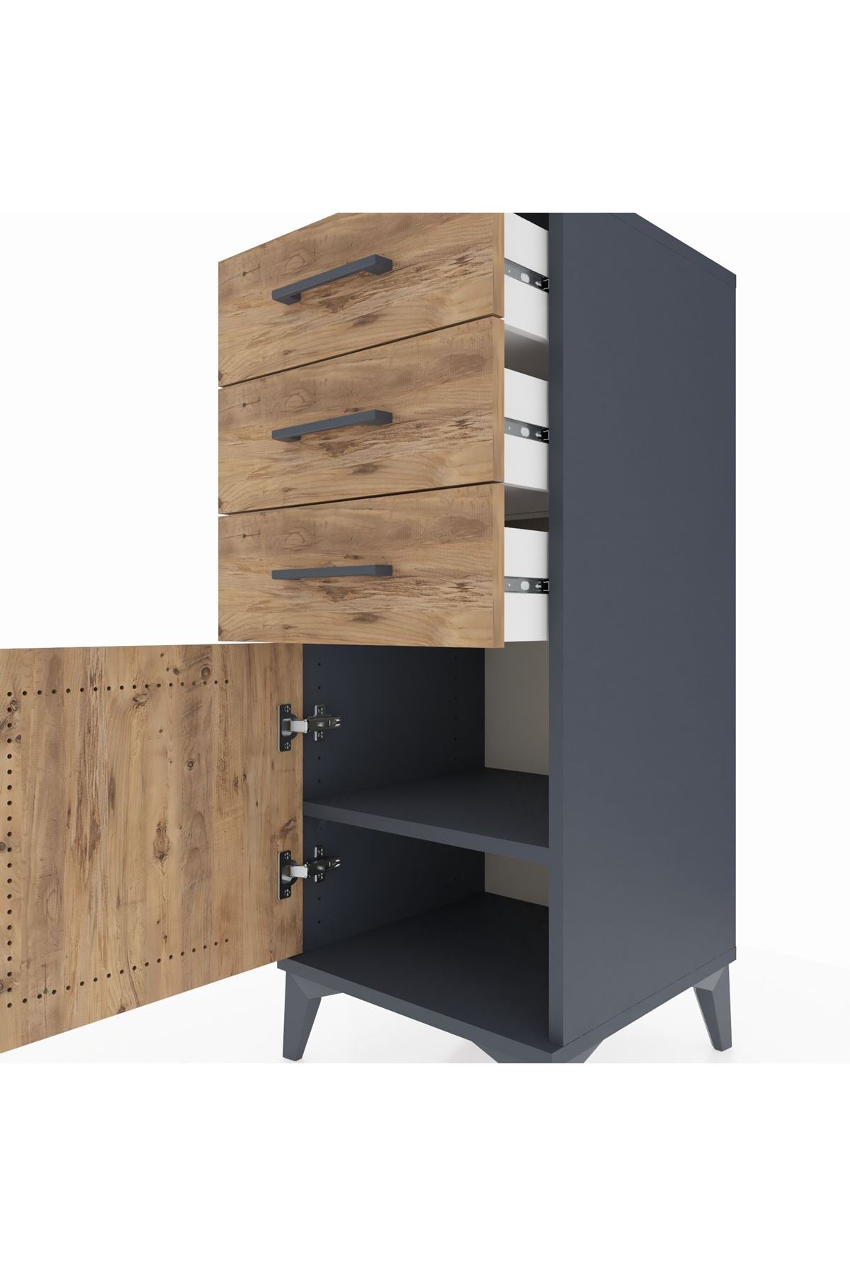Hyperion Komodin Tek Raflı 3 Çekmeceli Tek Kapaklı 44x44x106 - S43M009V6B