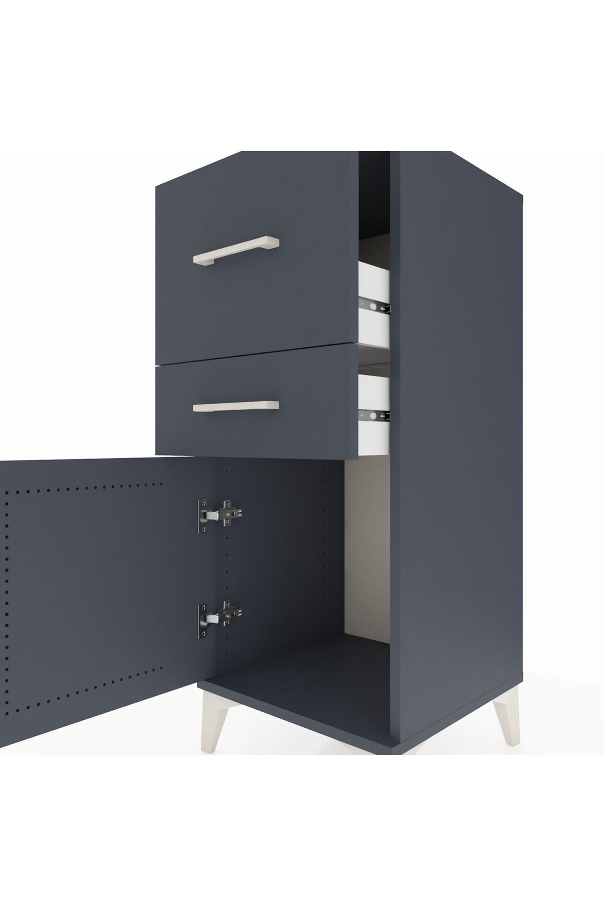 Hyperion Komodin 2 Çekmeceli Tek Kapaklı 44x44x106 - S43M013V5B