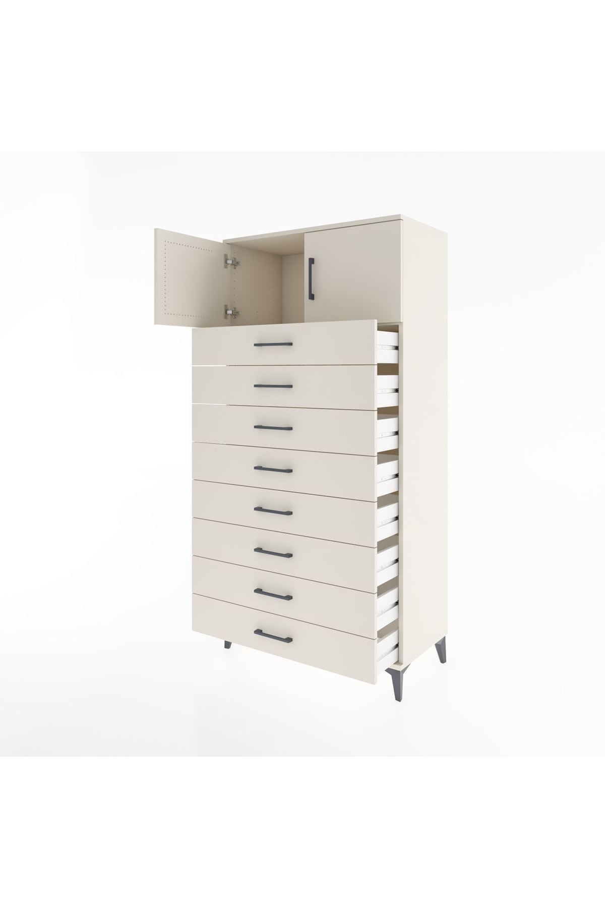 Hyperion Dolap Tek Raflı 8 Çekmeceli 2 Kapaklı 88x44x182 - S57M001V1B