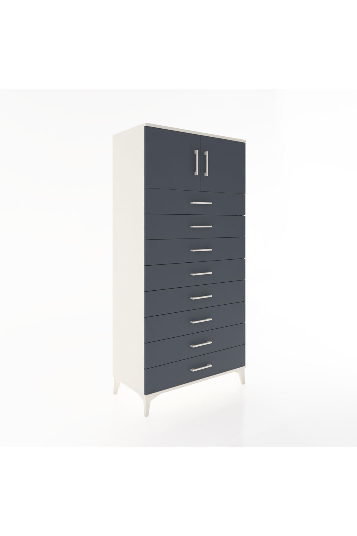 Hyperion Dolap Tek Raflı 8 Çekmeceli 2 Kapaklı 88x44x182 - S57M001V2B