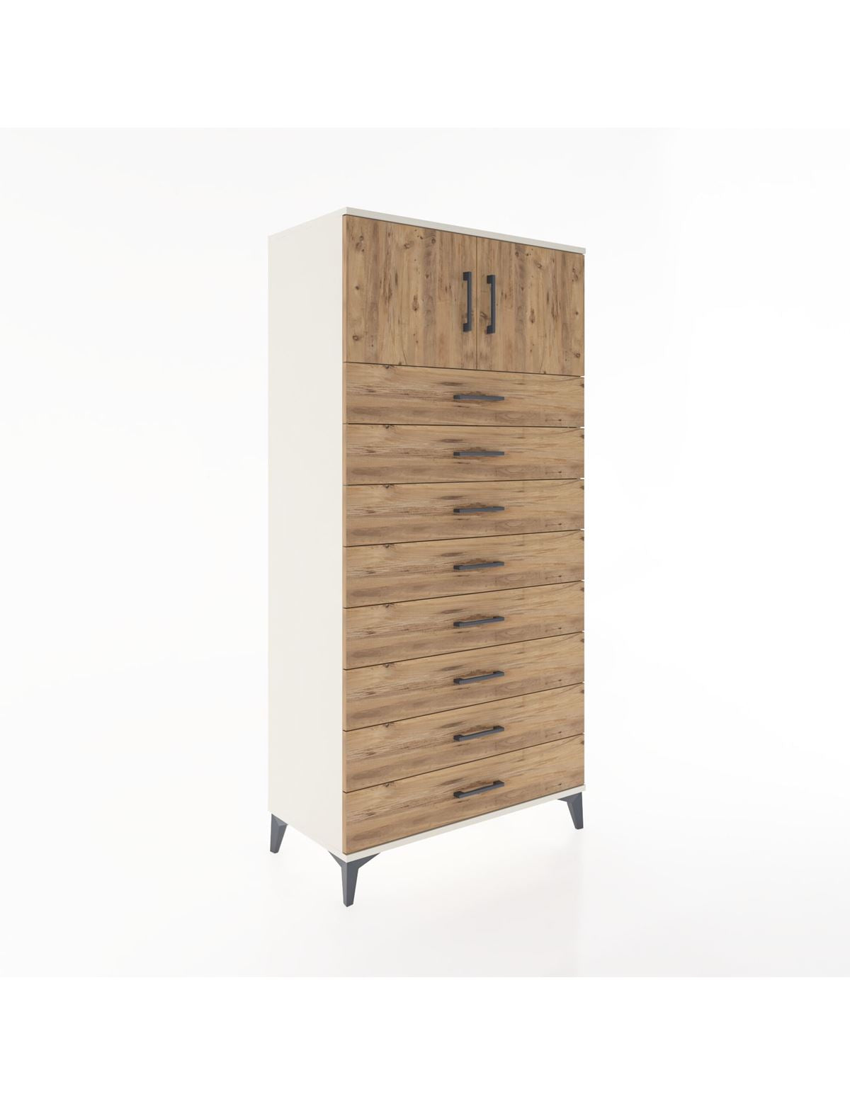 Hyperion Dolap Tek Raflı 8 Çekmeceli 2 Kapaklı 88x44x182 - S57M001V3B