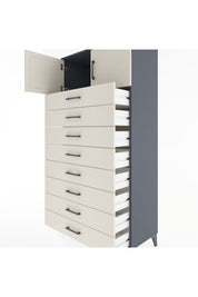 Hyperion Dolap Tek Raflı 8 Çekmeceli 2 Kapaklı 88x44x182 - S57M001V4B