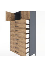 Hyperion Dolap Tek Raflı 8 Çekmeceli 2 Kapaklı 88x44x182 - S57M001V6B