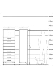Hyperion Dolap Tek Raflı 8 Çekmeceli 2 Kapaklı 88x44x182 - S57M001V6B