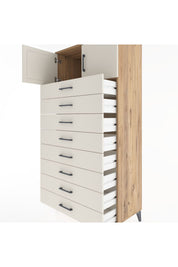 Hyperion Dolap Tek Raflı 8 Çekmeceli 2 Kapaklı 88x44x182 - S57M001V7B