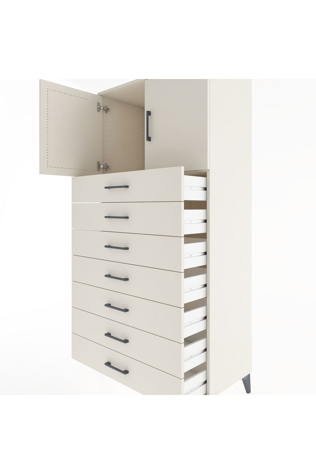 Hyperion Dolap Tek Raflı 7 Çekmeceli 2 Kapaklı 88x44x182 - S57M002V1B
