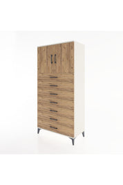 Hyperion Dolap Tek Raflı 7 Çekmeceli 2 Kapaklı 88x44x182 - S57M002V3B