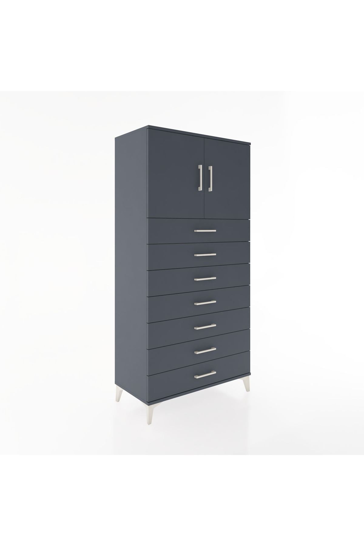Hyperion Dolap Tek Raflı 7 Çekmeceli 2 Kapaklı 88x44x182 - S57M002V5B
