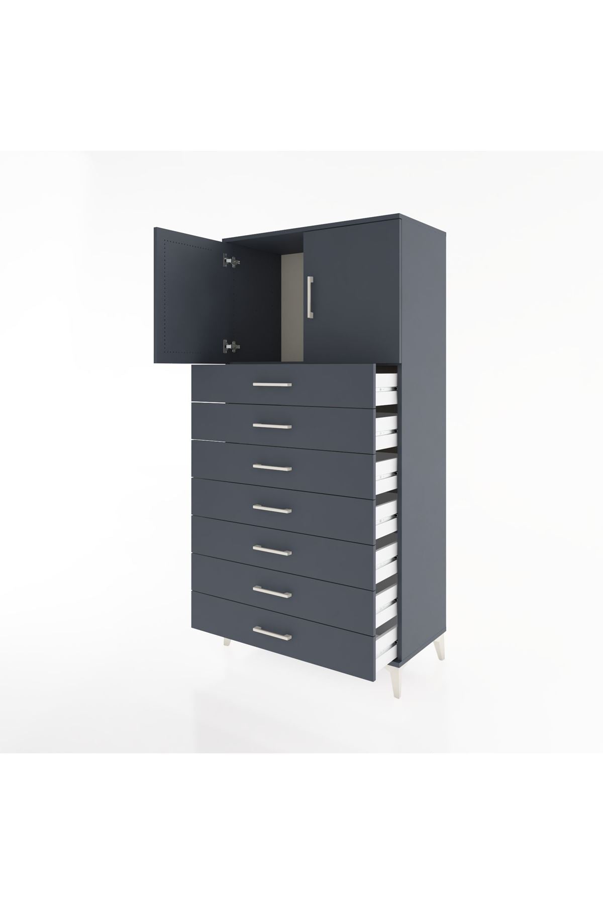 Hyperion Dolap Tek Raflı 7 Çekmeceli 2 Kapaklı 88x44x182 - S57M002V5B