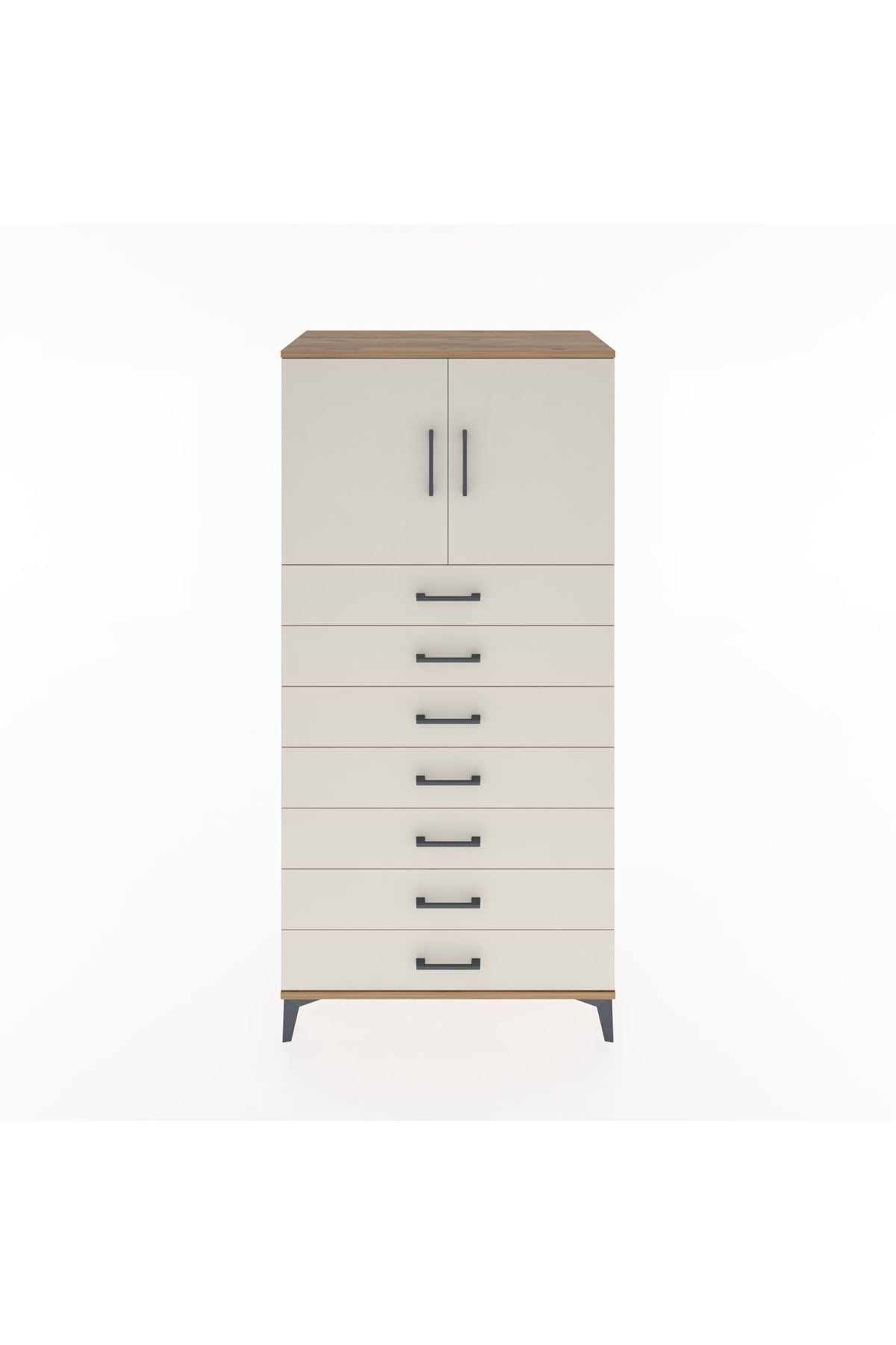 Hyperion Dolap Tek Raflı 7 Çekmeceli 2 Kapaklı 88x44x182 - S57M002V7B