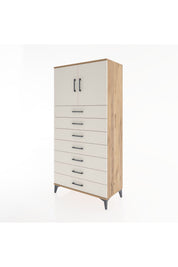 Hyperion Dolap Tek Raflı 7 Çekmeceli 2 Kapaklı 88x44x182 - S57M002V7B