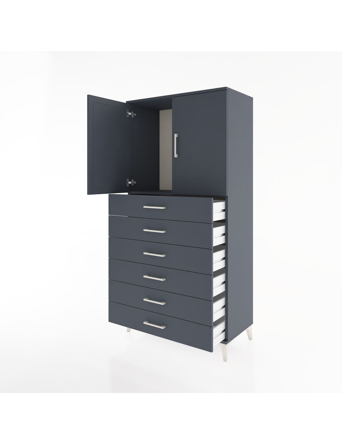 Hyperion Dolap Tek Raflı 6 Çekmeceli 2 Kapaklı 88x44x182 - S57M003V5B