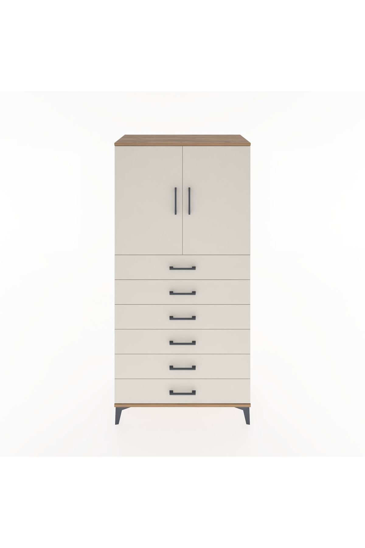 Hyperion Dolap Tek Raflı 6 Çekmeceli 2 Kapaklı 88x44x182 - S57M003V7B