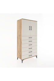 Hyperion Dolap Tek Raflı 6 Çekmeceli 2 Kapaklı 88x44x182 - S57M003V7B