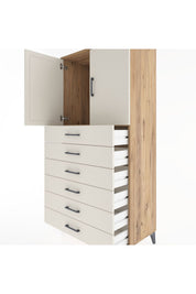 Hyperion Dolap Tek Raflı 6 Çekmeceli 2 Kapaklı 88x44x182 - S57M003V7B
