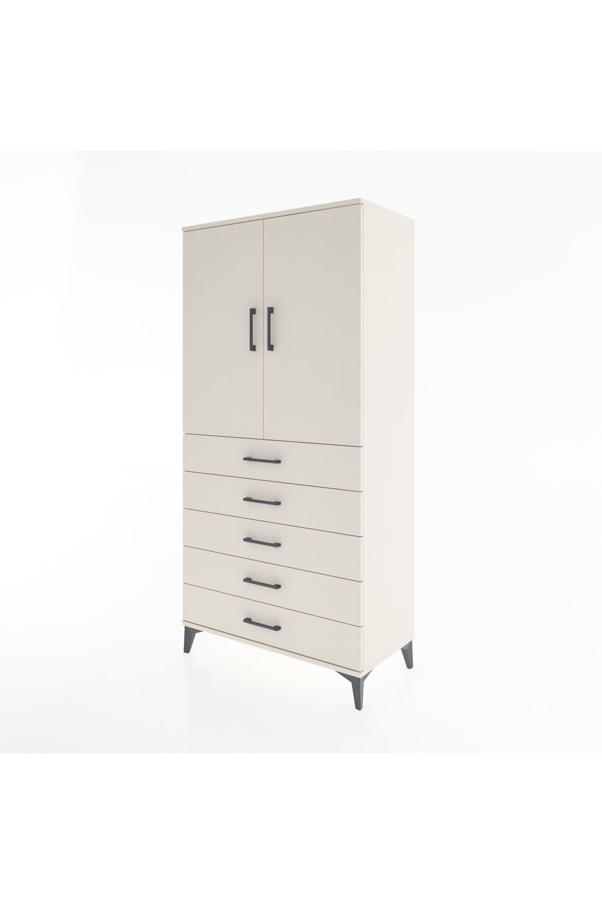 Hyperion Dolap 2 Raflı 5 Çekmeceli 2 Kapaklı 88x44x182 - S57M004V1B
