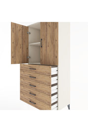 Hyperion Dolap 2 Raflı 5 Çekmeceli 2 Kapaklı 88x44x182 - S57M004V3B